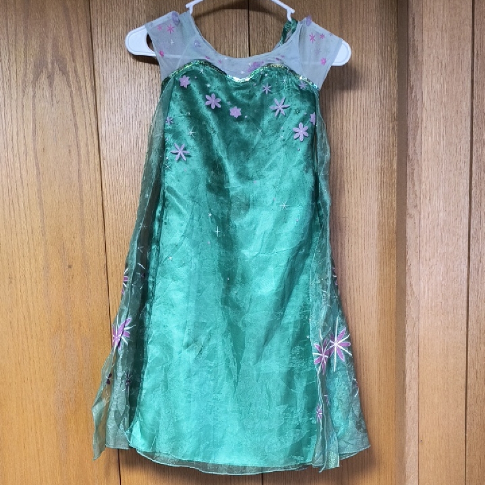 Disney Tiana Green Floral Dress with Sheer Accents